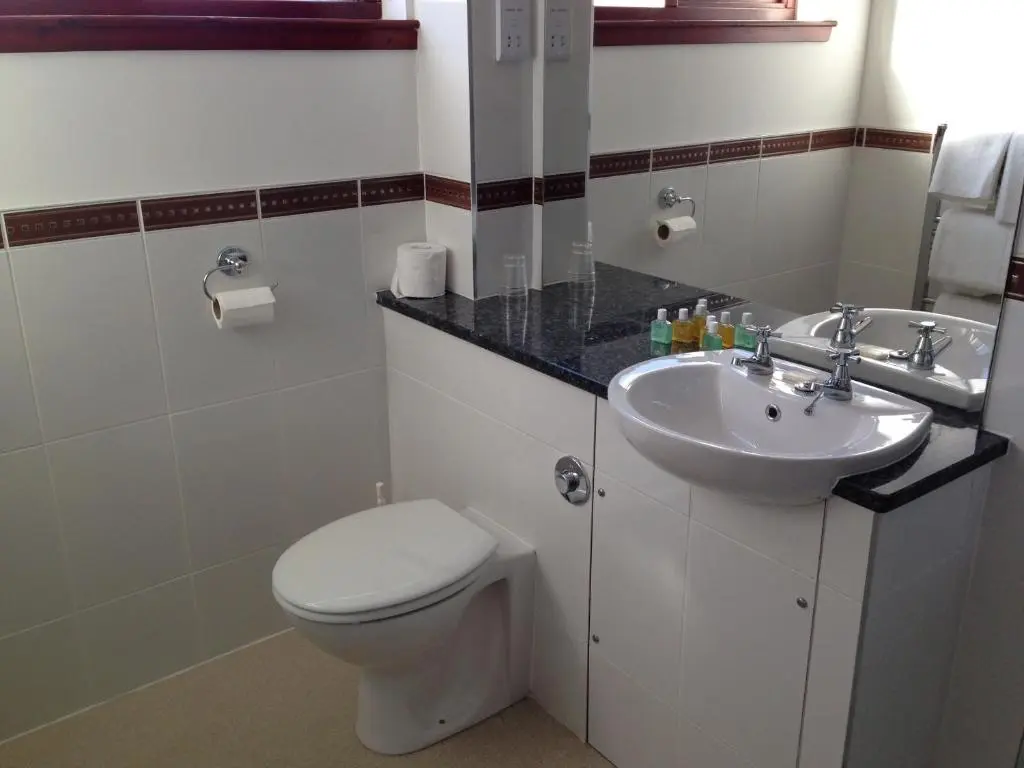 a bathroom with a toilet and a sink at Highlander Hotel \u2018A Bespoke Hotel\u2019 in Newtonmore