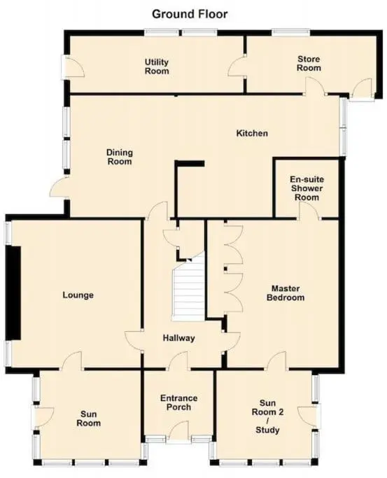 a floor plan of the ground floor of a house at Upper Corronich in Boat of Garten