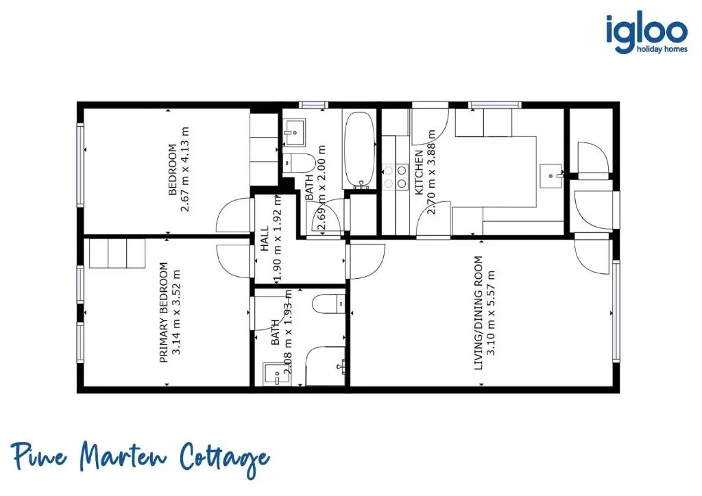 a floor plan of a house at Pine Marten Cottage - Aviemore in Aviemore