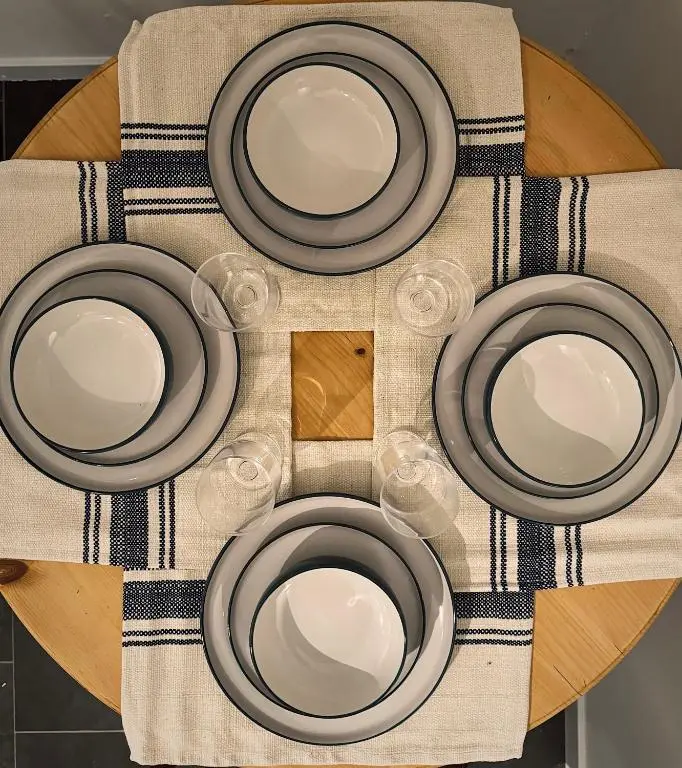 a group of plates on a table at Firth View, Burghead in Burghead