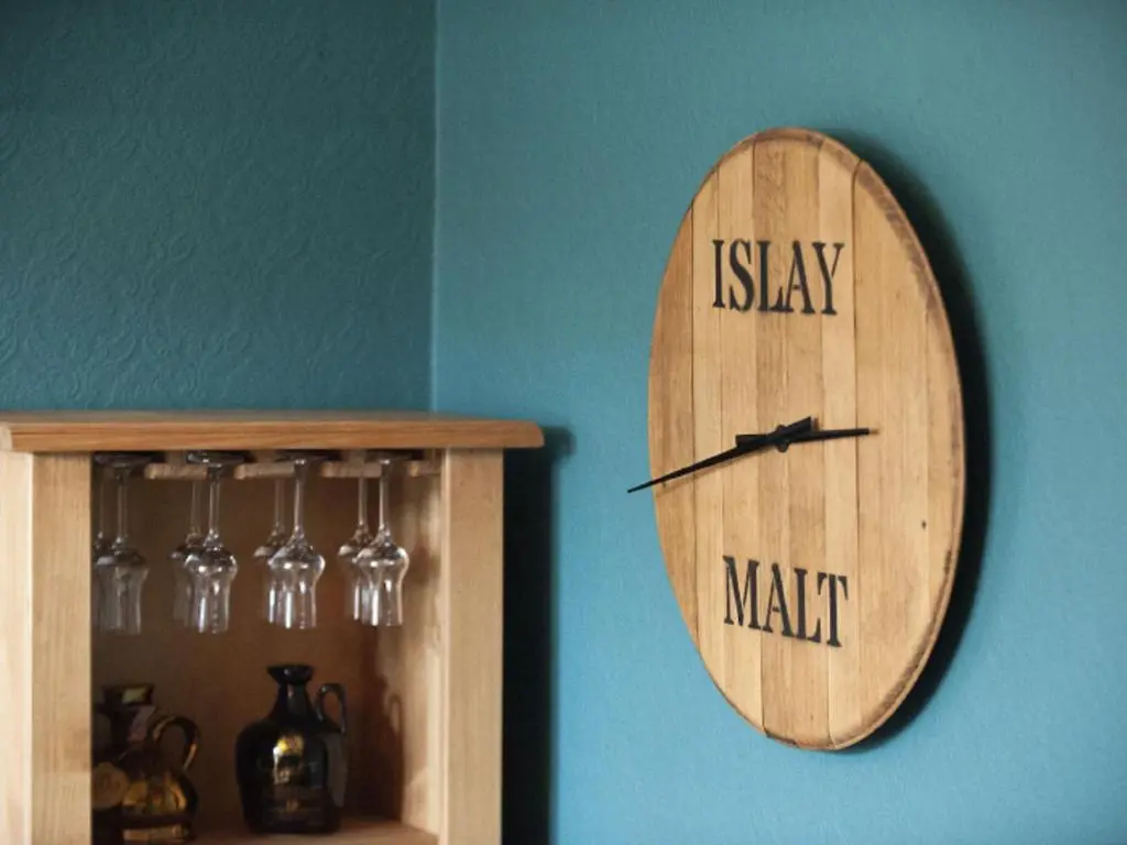 a clock on a blue wall with the words is waymit at Holiday Home Oakdale House by Interhome in Drumnadrochit