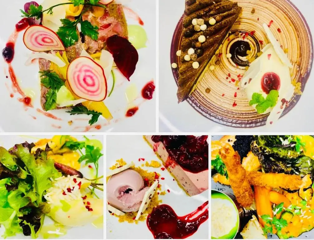 a collage of four different pictures of food at STAG & THISTLE HOTEL AND RESTAURANT in Fraserburgh