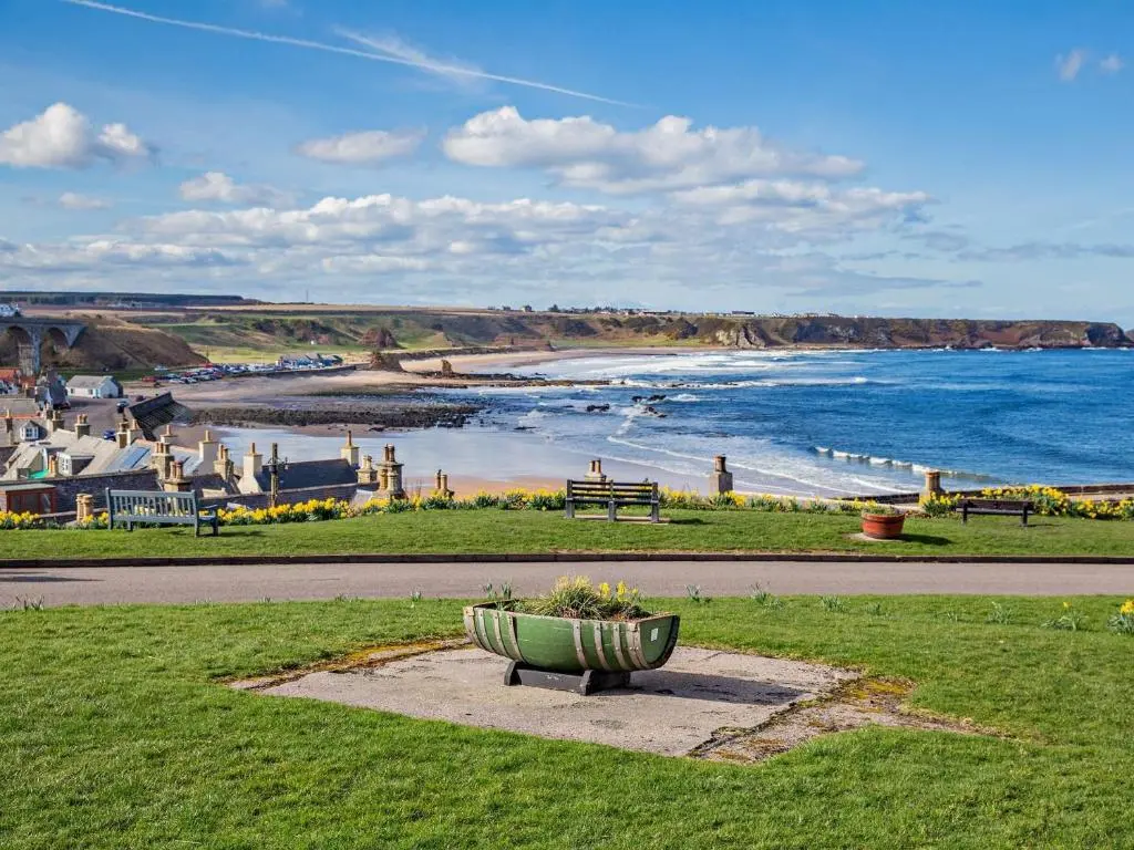 a bench in a park with a view of a beach at 1 Bed in Cullen 94536 in Cullen