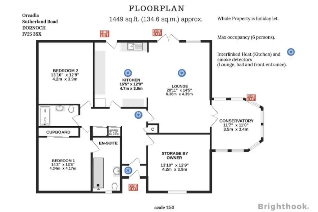 a plan of a floor plan of a house at Orcadia Sutherland Road Dornoch IV25 3SX in Dornoch