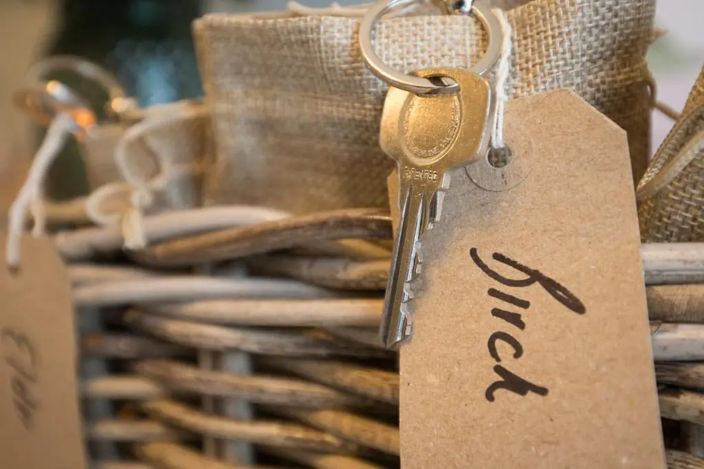a basket of shoes with a key in it at The Braeriach in Newtonmore