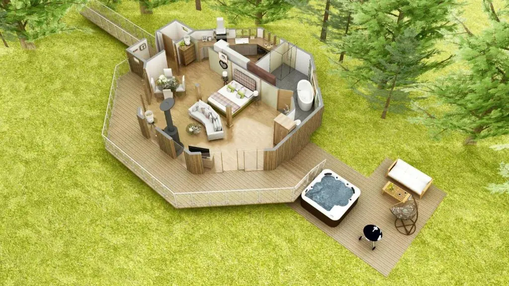 a rendering of a tiny house on aestead at Dalnoid Cottages & Treehouses Nr Glenshee in Glenshee