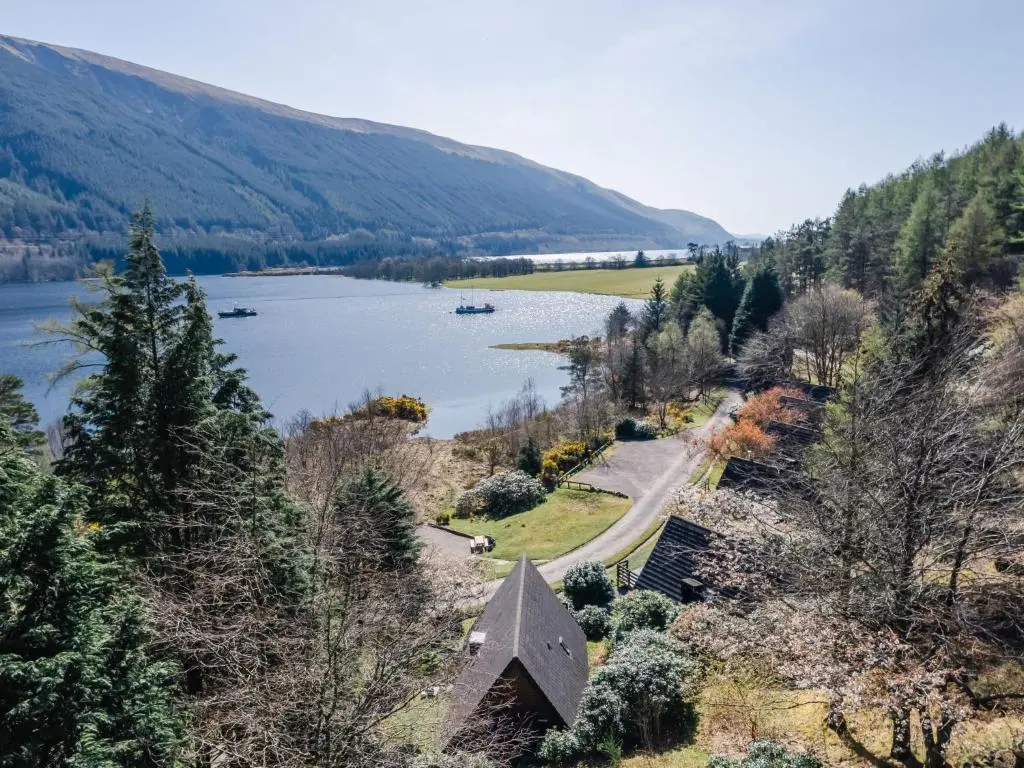 a view of a body of water with a mountain at Chalet Sandpiper Lodge by Interhome in Spean Bridge