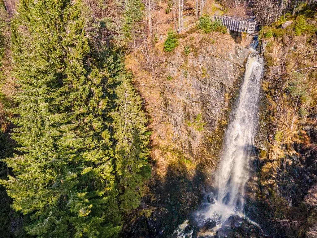 an aerial view of a waterfall on the side of a mountain at Holiday Home Betty's Bothy by Interhome in Drumnadrochit