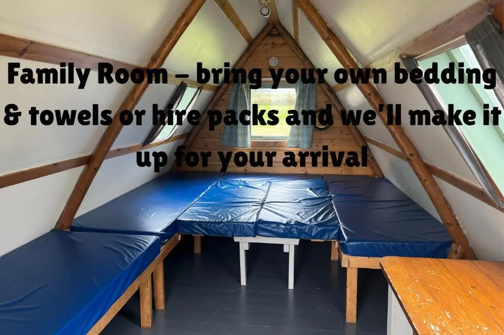 a family room bringing your own beds and towels or hire pads and well make at The Loft Glamping & Camping in Kinloss