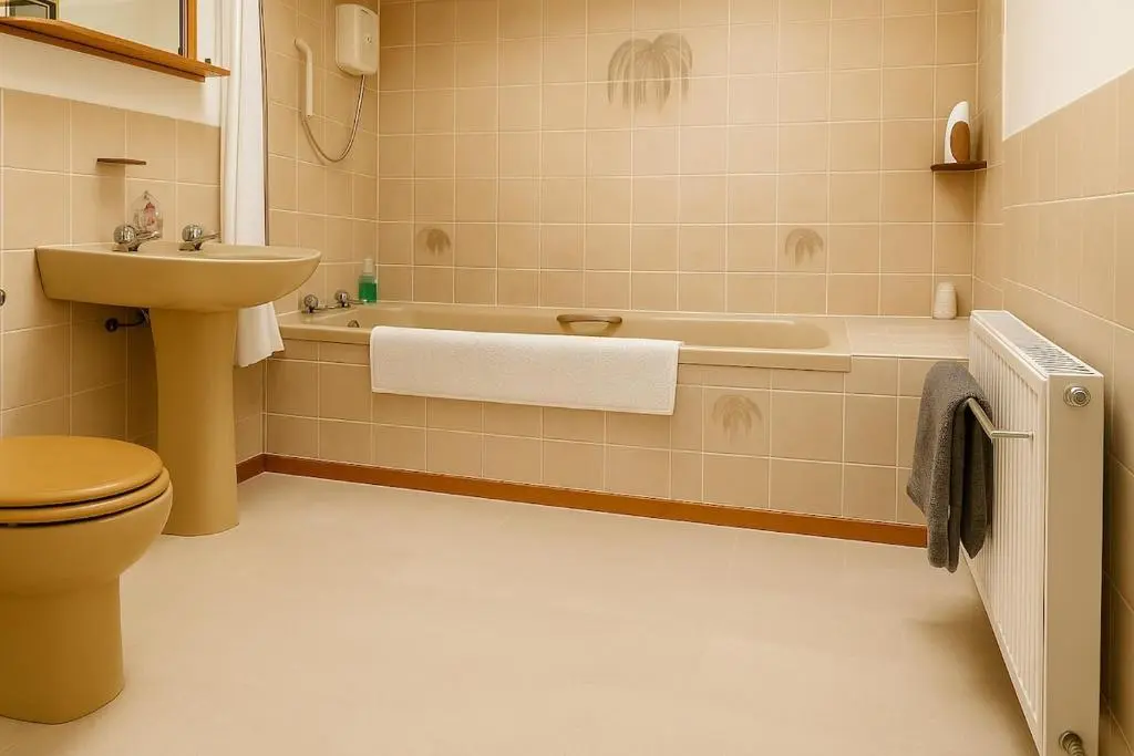 a bathroom with a toilet and a sink and a tub at Beachy Days and Family Stays in Nairn