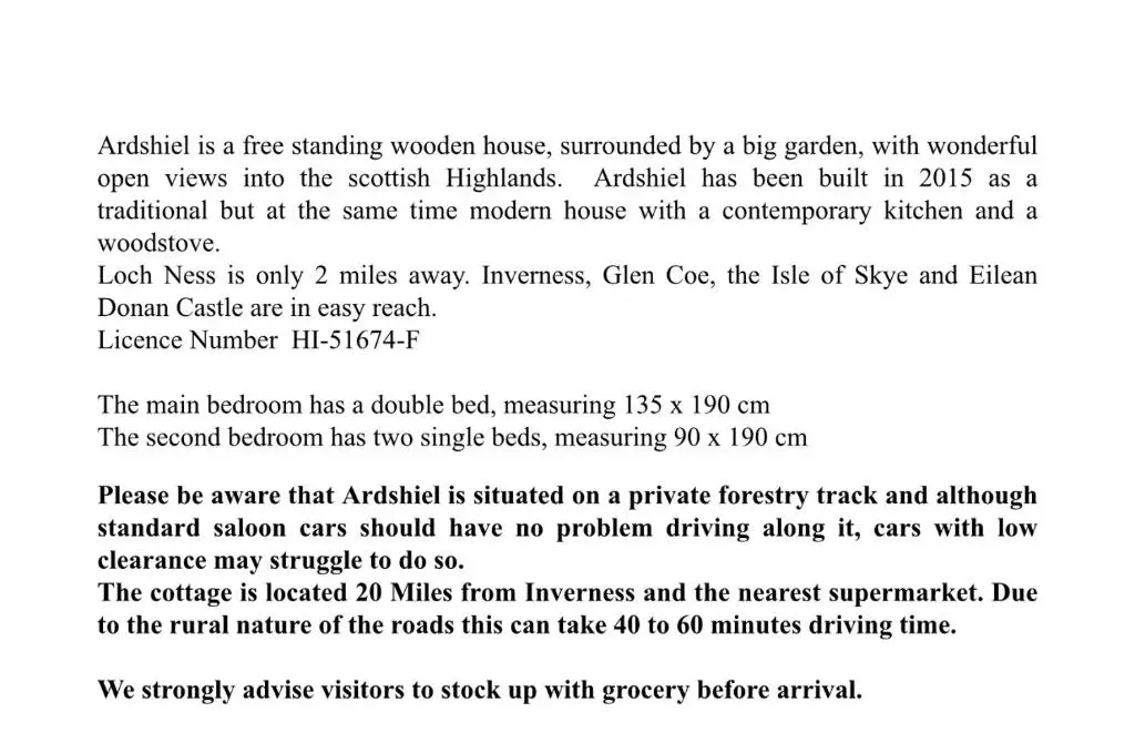a page of a document with the title at Ardshiel in Foyers