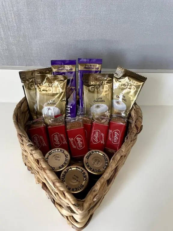a basket filled with differentiatesiatesiatesiatesktop at Spacious Flat in Aberdeenshire in Insch