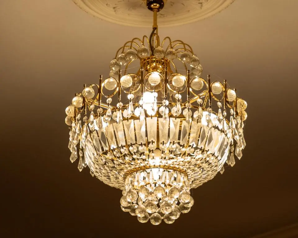 a chandelier hanging from a ceiling at Station Hotel in Ellon