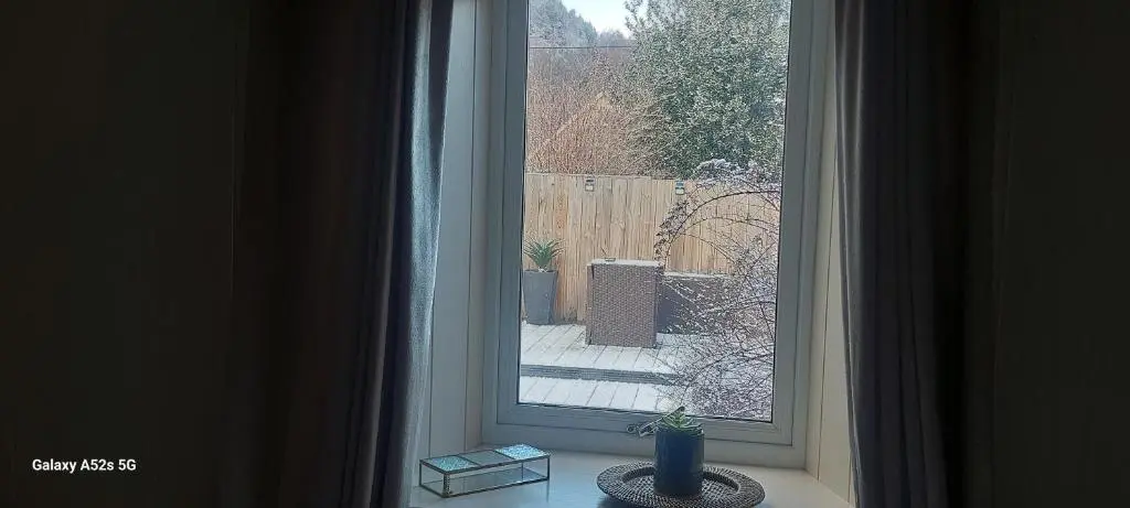 a window with a potted plant in front of it at Fairdene Cottage in Ballater