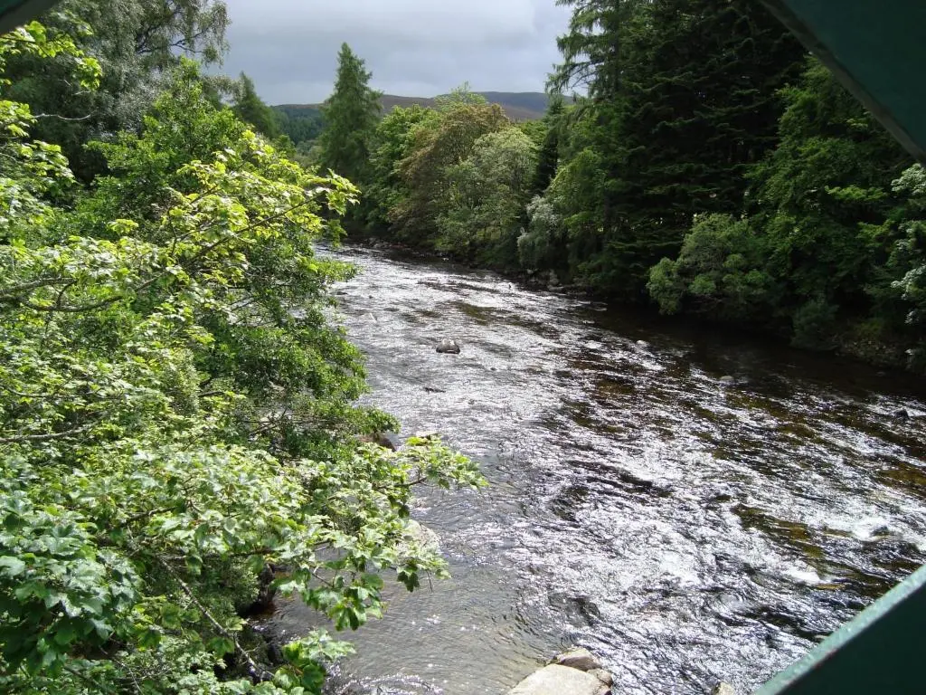 a view of a river from a bridge at Willowbank in Grantown on Spey