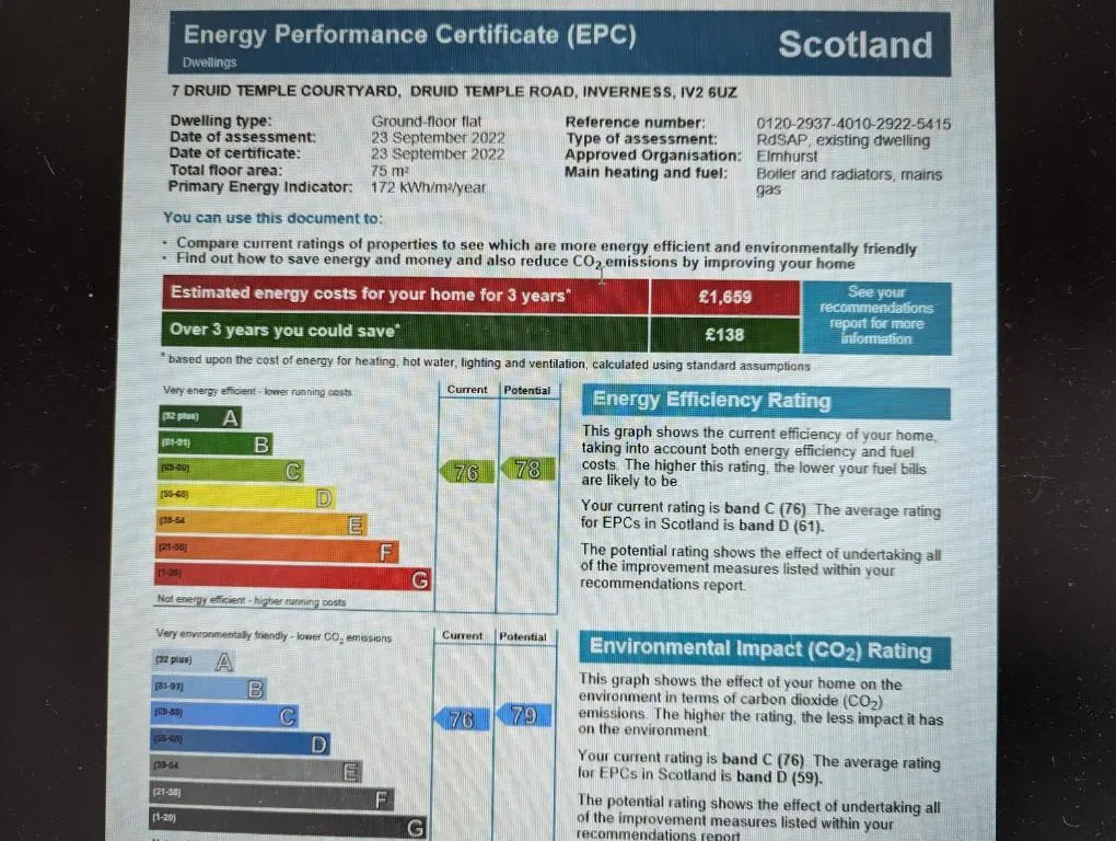 a ticket to the energy performance certificate facility at Two-Bedroom Apartment - Golf View Free Parking in Inverness