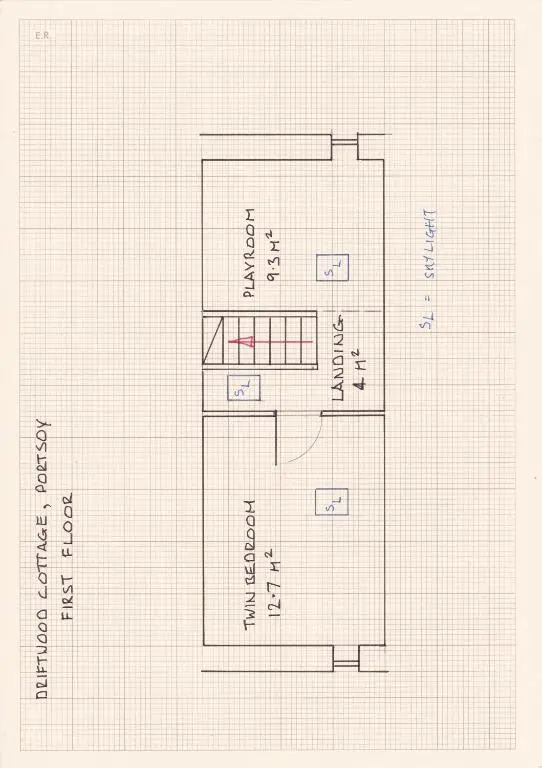 a drawing of a plan of a building at Driftwood Cottage, Portsoy in Banff