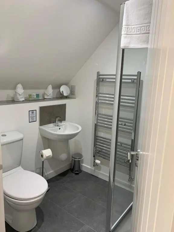 a bathroom with a toilet and a sink at The Station Hotel Insch in Insch