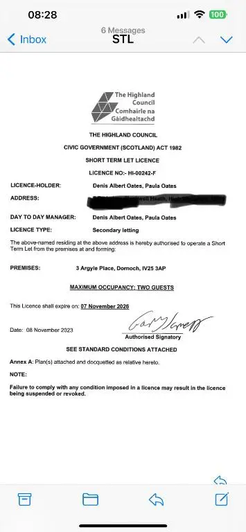 a screenshot of a page of a document at 3 Argyle Place in Dornoch
