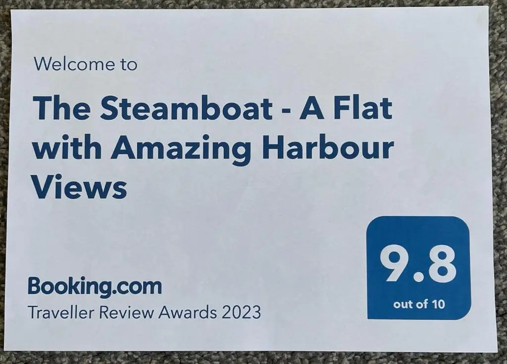 a sign that says the stanford a flat with amending harbour views at The Steamboat - A Flat with Amazing Harbour Views in Wick