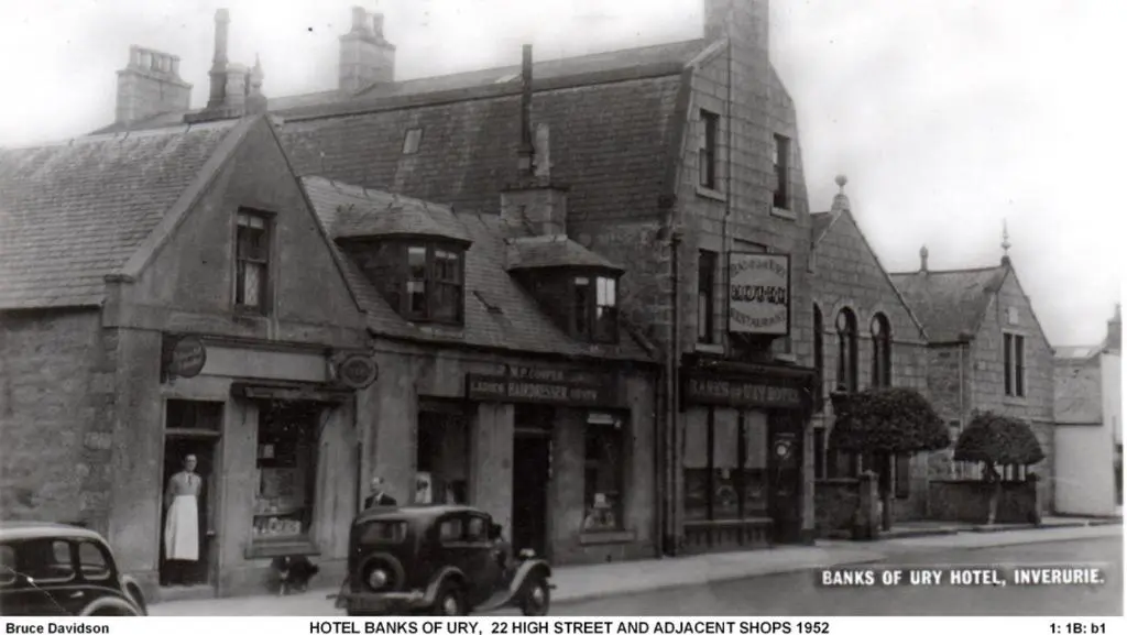 an old black and white photo of a building at The Banks Of Ury in Inverurie