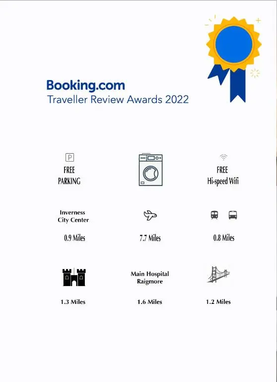 a block diagram of the bookkeeping event traveller review awards at Superb 2 Bedroom Flat - Refurbished Dec 2024 in Inverness
