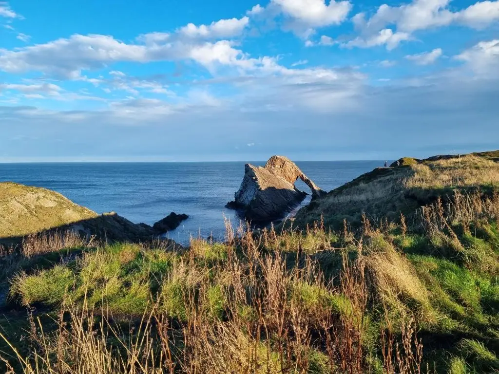 a large rock in the ocean on a bluff at The Coal Office Aberlour in Aberlour