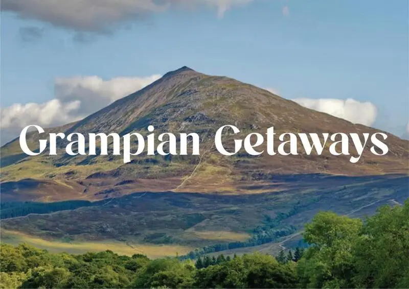 a mountain with the words campinian geltaways on it at 2 Bed Blackburn Village Apt With Wifi & Parking in Aberdeen