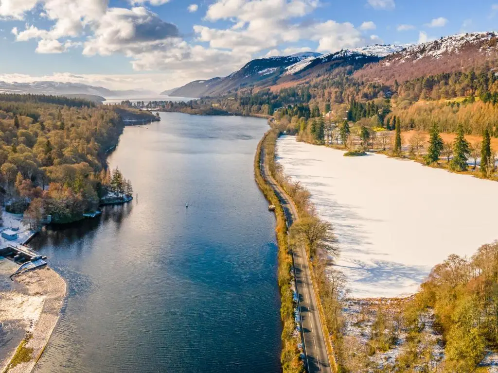 an aerial view of a river in the mountains at Holiday Home Fishermans by Interhome in Inverness