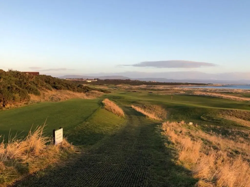 a view of the eighth green on the golf course at Balloan Steading West in Dornoch