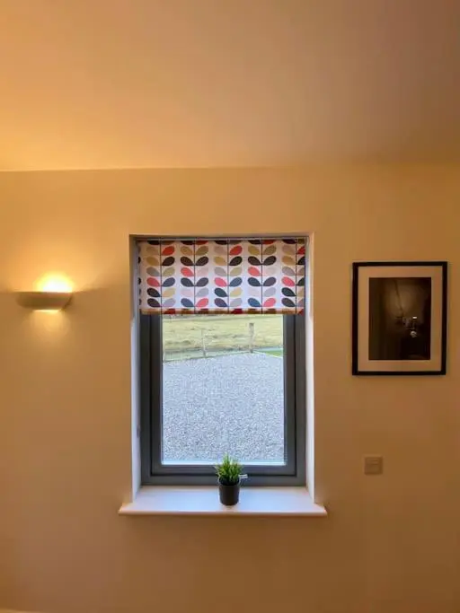 a window in a room with a potted plant at Highland Hideaway in secluded riverside location in Garve