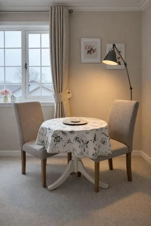 a table and two chairs and a lamp in a room at Apartment No16 in Inverness