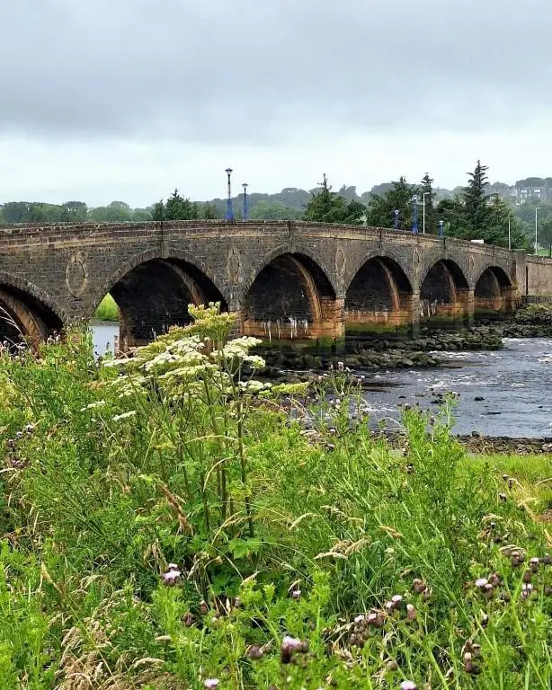 a bridge over a river with a bunch of bridges at Moray View, Macduff, Aberdeenshire. in Macduff