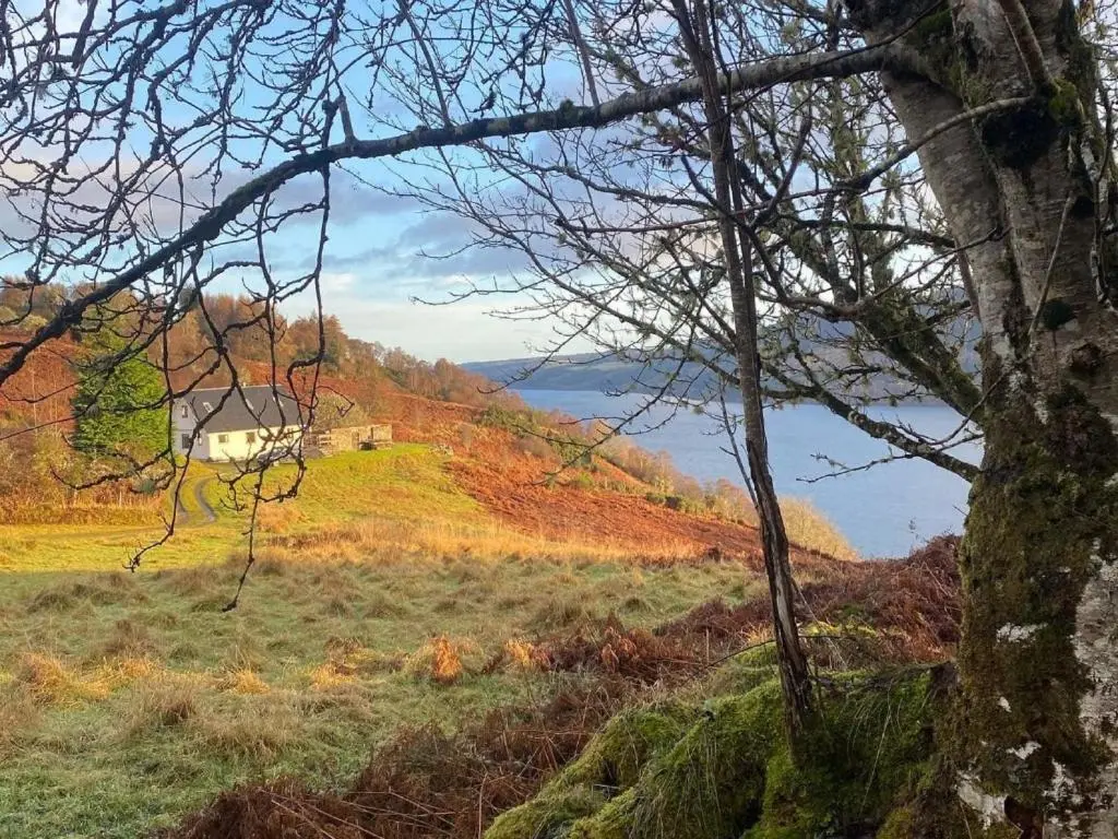 a house on top of a hill in a field at Holiday Home Peter's Shed by Interhome in Drumnadrochit