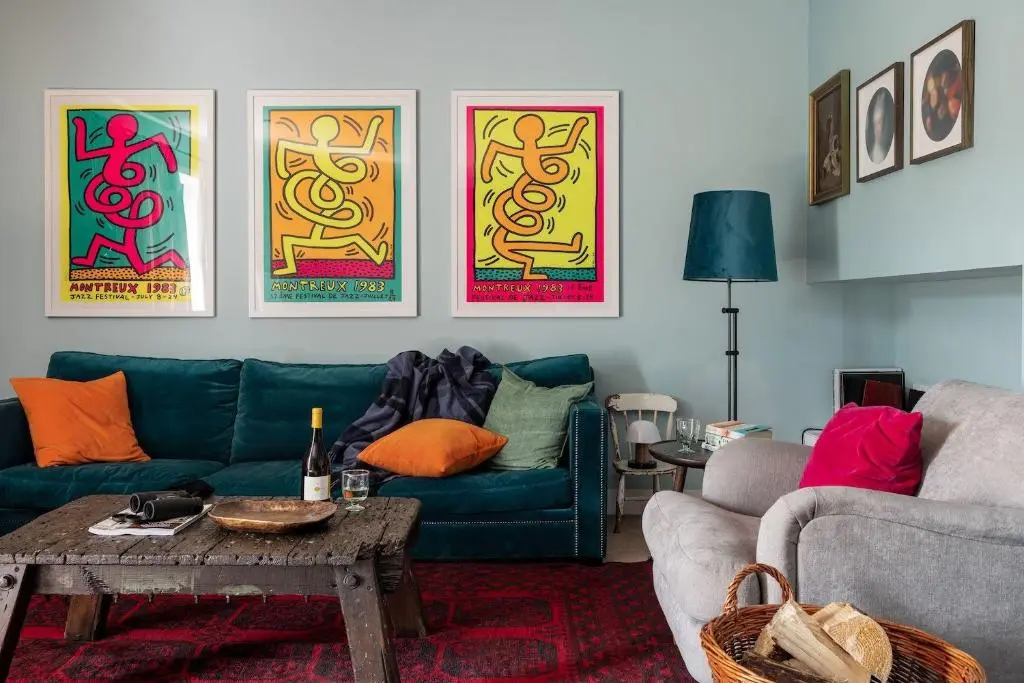a living room with two couches and a table at Number 2 Steading Cottage in Banchory