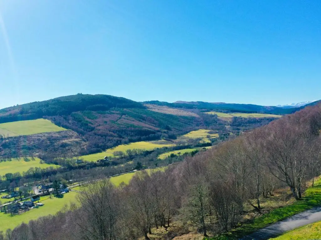 a view of a valley with trees and a road at Holiday Home Achmony Number 9 by Interhome in Drumnadrochit