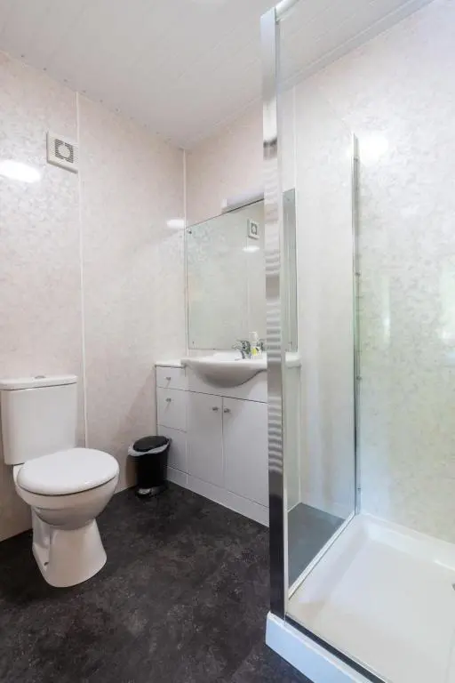 a bathroom with a toilet and a sink and a shower at Holiday Home Achmony Number 6 by Interhome in Drumnadrochit